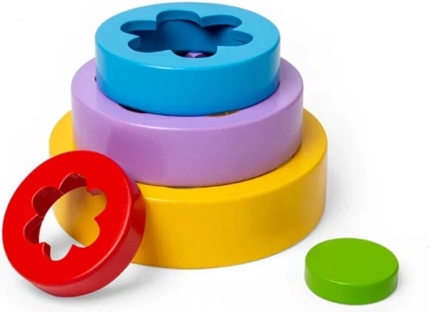 Tour empilable fleurie Bigjigs Toys en bois FSC