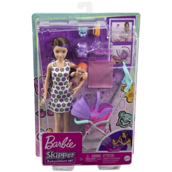 Poupée Barbie Skipper Nourrice Landau + ensemble pour bébé
