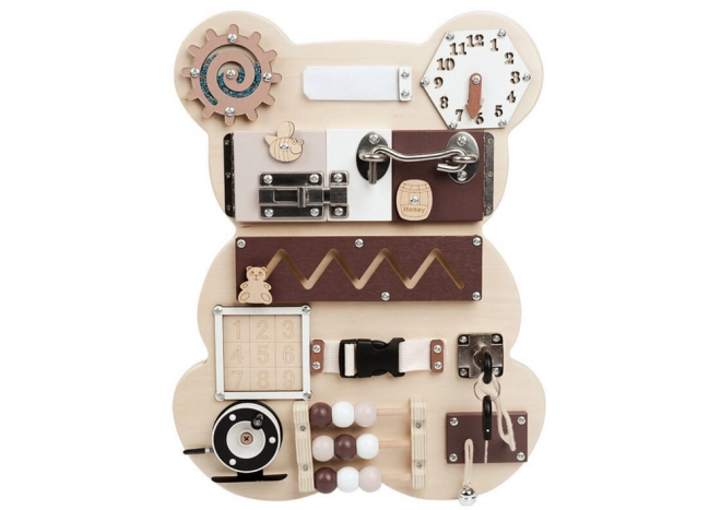 Tableau de manipulation et sensorielle en bois Ours