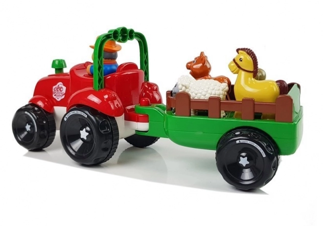 Tracteur avec remorque, animaux pour enfants avec lumière sur piles Son