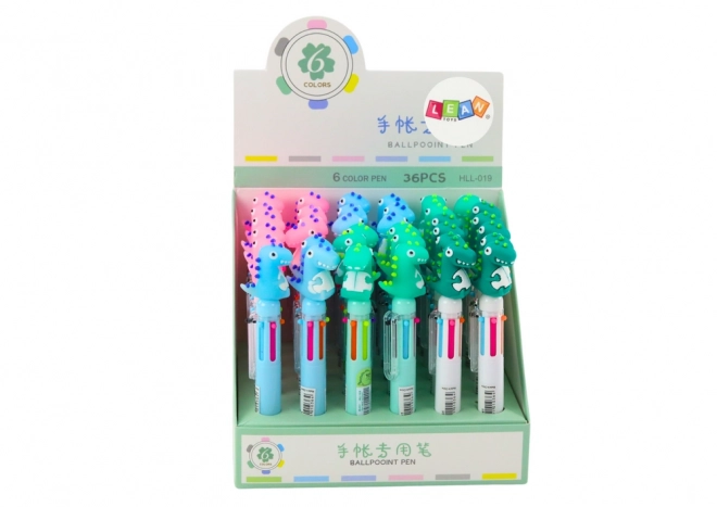 Stylo automatique multicolore Dinosaure Mix 6 couleurs
