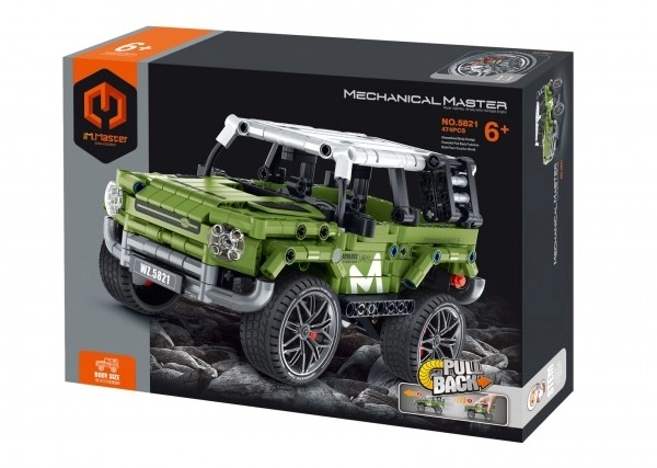 Kit de construction IamMaster voiture tout-terrain plastique 474 pièces à traction arrière dans une boîte de 31x23x6,5 cm