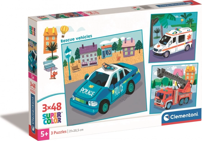 CLEMENTONI Puzzle Véhicules de secours 3x48 pièces