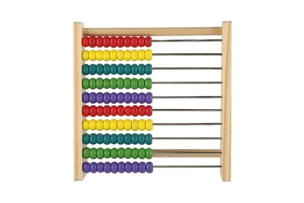 Compteur de 100 billes en bois 18x18cm dans une boîte 20x19,5x7cm