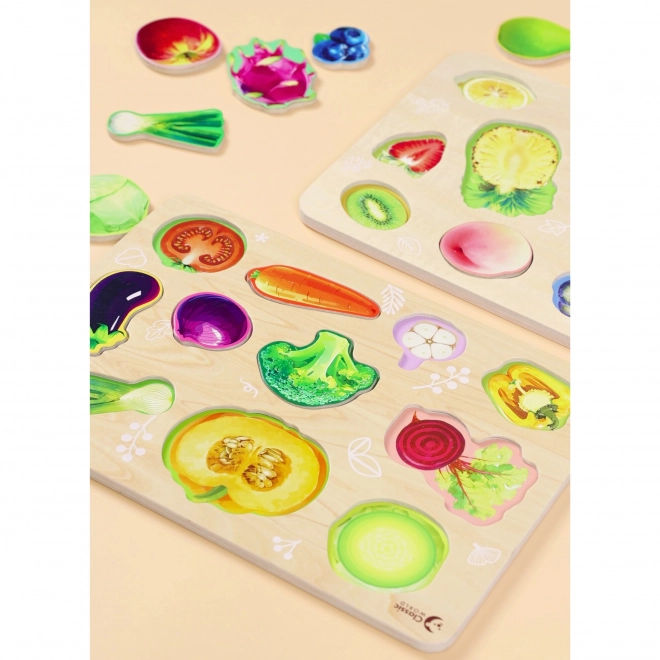 Puzzle en bois Montessori avec légumes