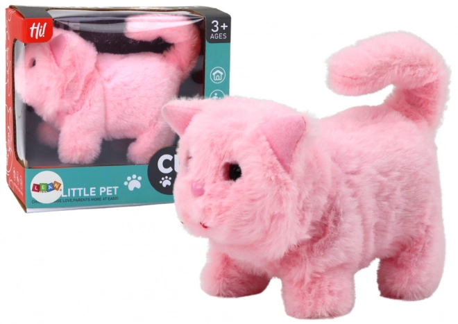 Chat en peluche interactif rose