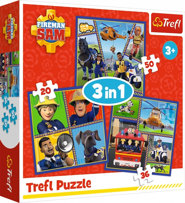 Puzzle 3-en-1 Journée du pompier Sam