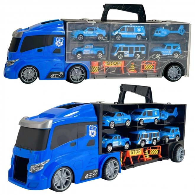Camion avec transporteur 3 en 1 Police Bleue