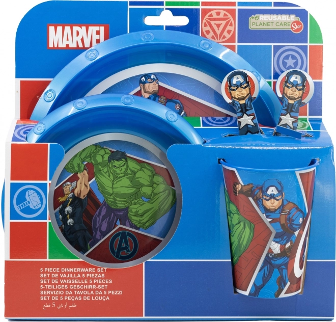 STOR Ensemble de Vaisselle 5 en 1 Avengers pour Enfants
