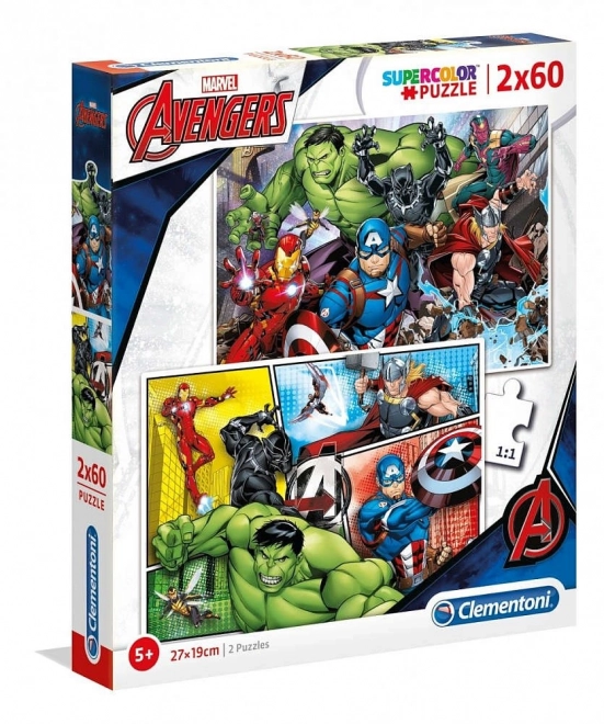 Puzzle 2x60 pièces Super Kolor - Avengers