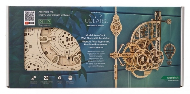 Puzzle mécanique mural en bois 3D Ugears Horloge Aero