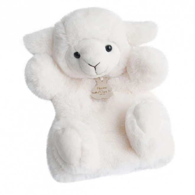 Doudou Histoire d'Ours Peluche Marionnette agneau 25 cm