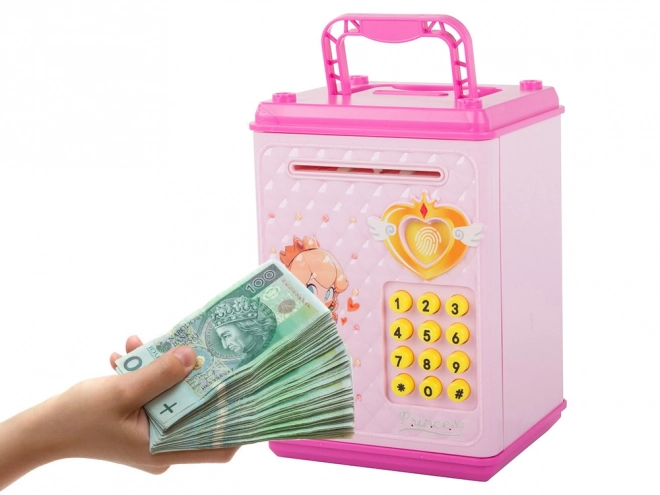 Coffre-fort pour enfants à code PIN pour pièces et billets - rose