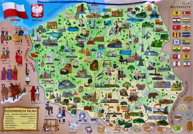 Carte magnétique de la Pologne 3 en 1