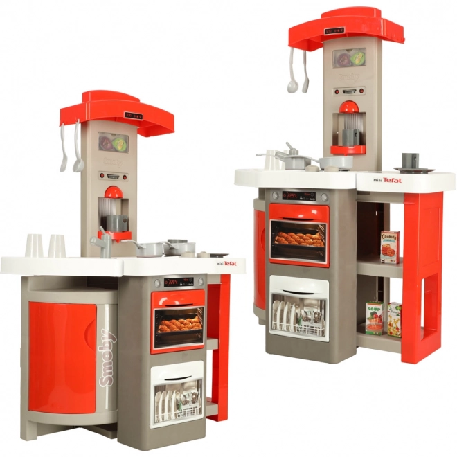 Cuisine électronique pour enfants en plastique rouge pliable avec son + accessoires