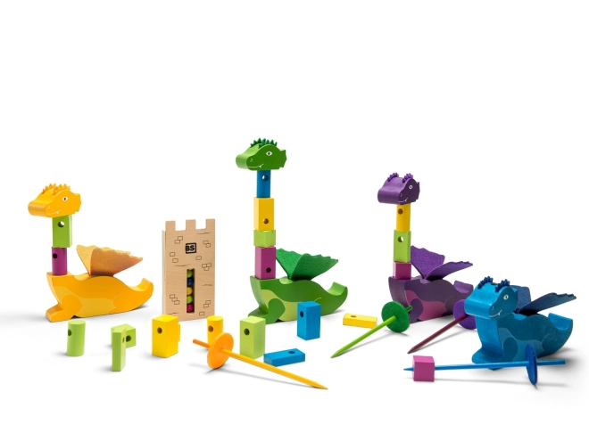 Pièces en bois multicolores