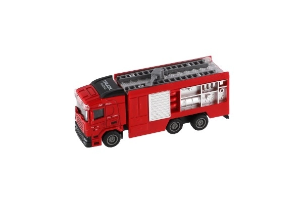 Camion de pompiers en plastique 13-16cm à rétrofriction 3 types 12pcs en boîte