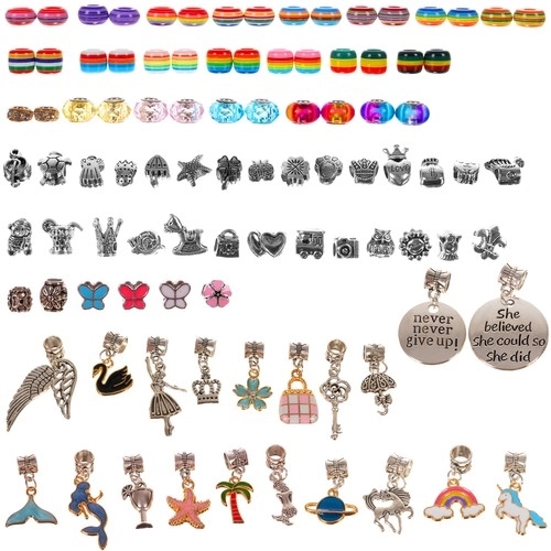 Perles pour la fabrication de bracelets - 107 pièces