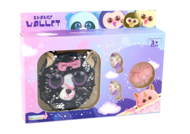 Ensemble pour filles avec pinces et porte-monnaie Chaton