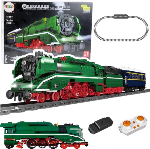 Jeu de construction locomotive à vapeur RC avec capteur et rails, 2348 pièces