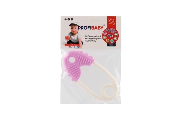 Anneau de dentition épingle silicone 11,5cm 2 couleurs dans un sac 11x16cm 0m+