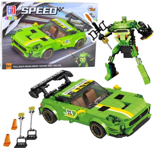 Kit de construction 2‑en‑1 voiture de course et robot à propulsion à rétrofriction, 352 pièces