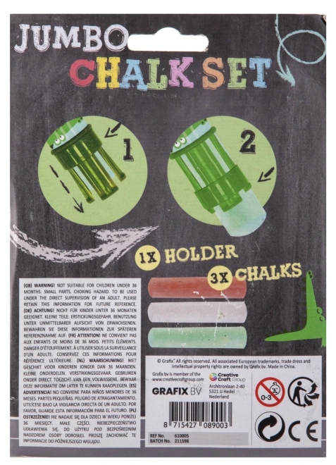 Craies de trottoir Jumbo + support 3 pcs