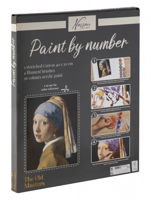 Peinture par numéros sur toile Fille à la perle 40x50 cm