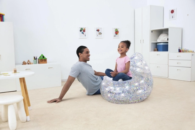 Fauteuil gonflable arc-en-ciel avec paillettes