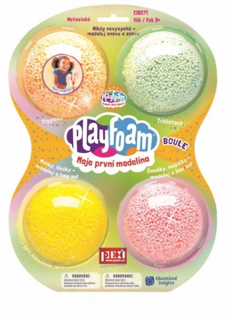 PlayFoam® Modelina/Plastiline à billes 4 couleurs sur carte 19,5x27x3cm