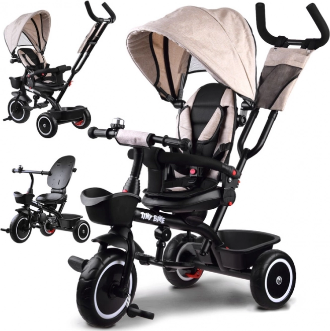 Tricycle enfant 3-en-1 avec siège pivotant et auvent TINY BIKE – Beige