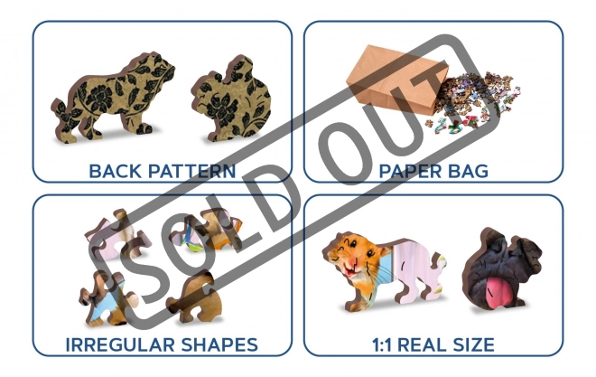 Wooden City Puzzle en Bois Animaux Fous 2-en-1, 200 Pièces ÉCO