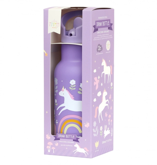 A Little Lovely Company - bouteille en acier inoxydable 350 ml - Licornes et Arc-en-ciel