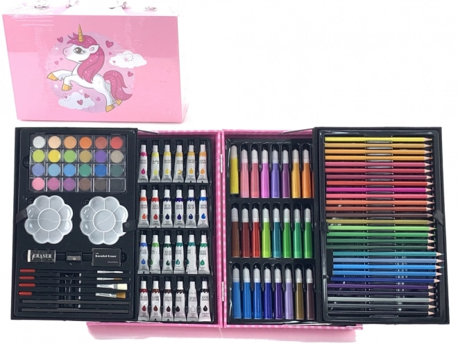 Grande boîte de dessin dans une mallette 145 pièces Licorne