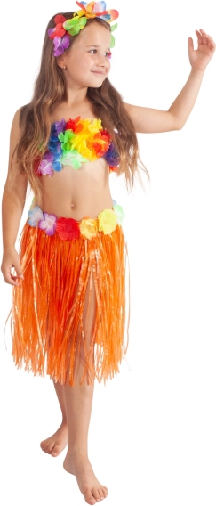 Jupe hawaïenne enfant orange 45 cm