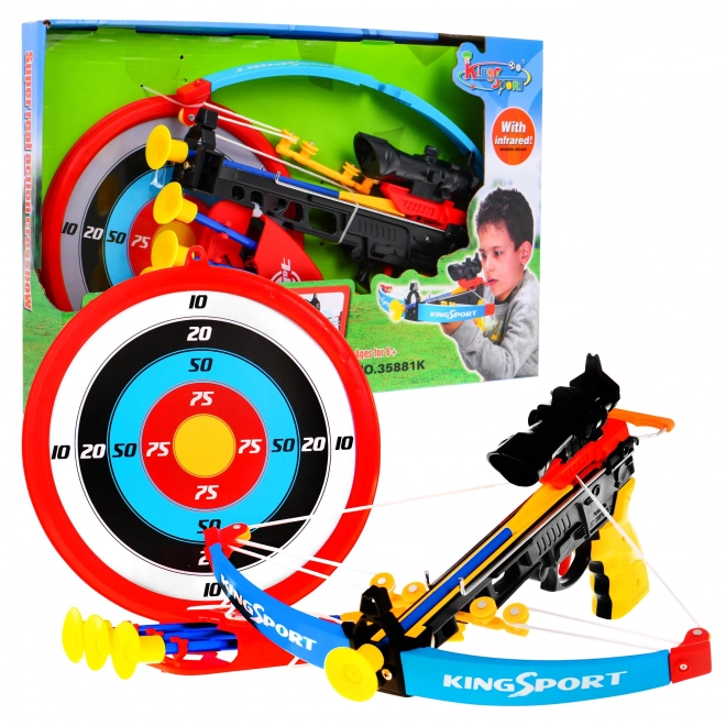 Arc pour enfants (6+) Ensemble sportif 7 pcs. + Cible + 4 flèches + Carquois + Viseur