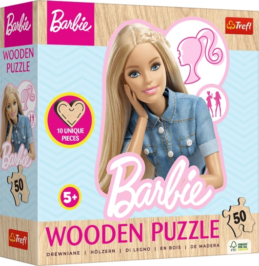 Trefl puzzle contour en bois avec motif Barbie, 50 pièces