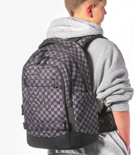 Ensemble de fournitures scolaires BAAGL Skate Max gris : sac à dos, trousse et sac