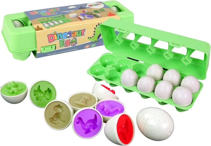 Œufs de dinosaures éducatifs – trieur de formes, 12 pcs