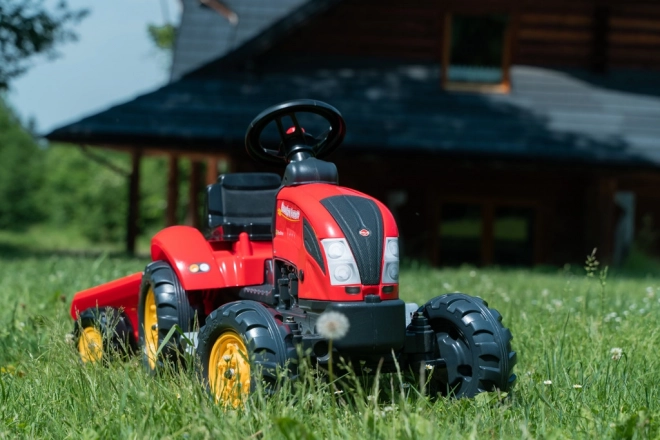 Tracteur à pédales avec remorque rouge