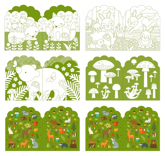 Livre de coloriage avec autocollants Dans la forêt de Petit Collage