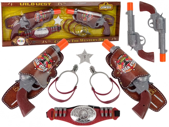 Ensemble cow-boy pour deux cow-boys Deux revolvers Éperons Accessoires