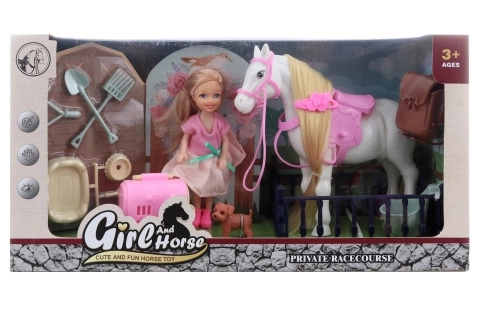 Poupée et cheval avec accessoires