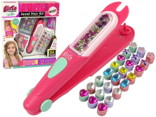 Ensemble de décoration de cheveux avec applicateur et perles 24 pcs