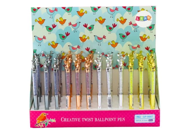 Stylo à bille avec pointe bleue Birds Diamonds 0,7 mm Mix