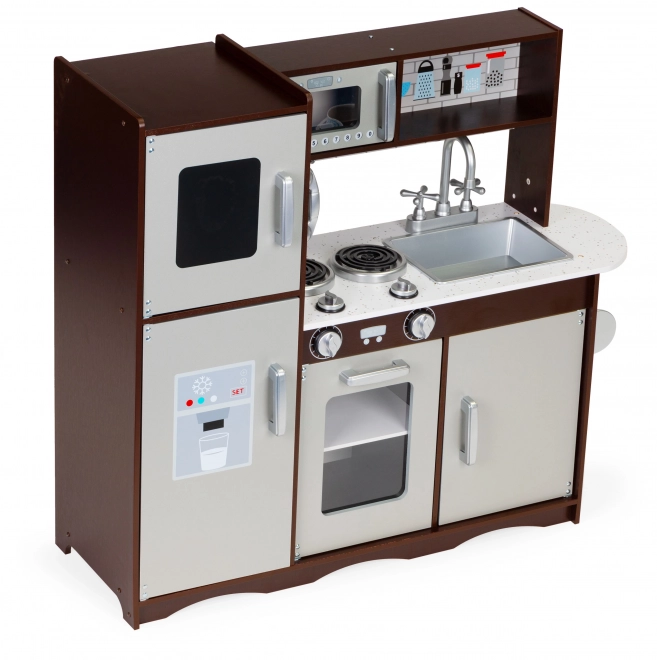 Grande cuisine en bois pour enfants avec réfrigérateur et armoires par ECOTOYS
