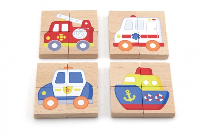 Puzzle magnétique en bois - moyens de transport