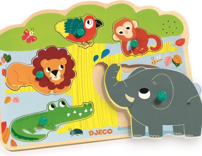 Puzzle à encastrer Animaux de la jungle avec sons Djeco