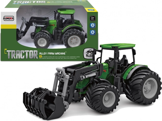 Tracteur vert 1:24 avec godet crocodile