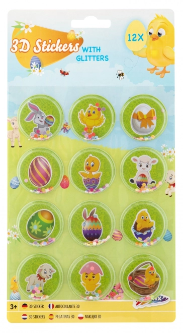 Autocollants de Pâques 3D pailletés